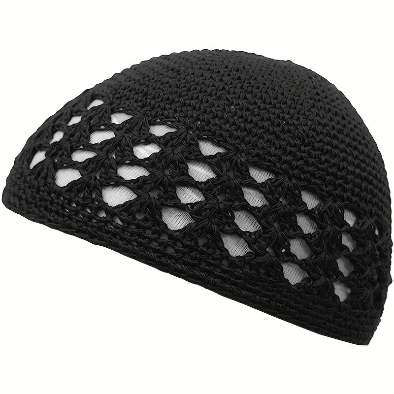 Solid Unisex Crochet Beanie Hollow Out Casual Skull Cap Breathable Knit Hat
