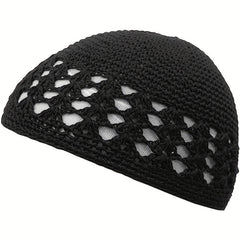 Solid Unisex Crochet Beanie Hollow Out Casual Skull Cap Breathable Knit Hat