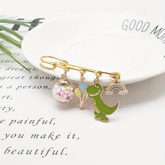 Dino Balloon Rainbow Bridge Brooch Cartoon Pin Anti-light Buckle