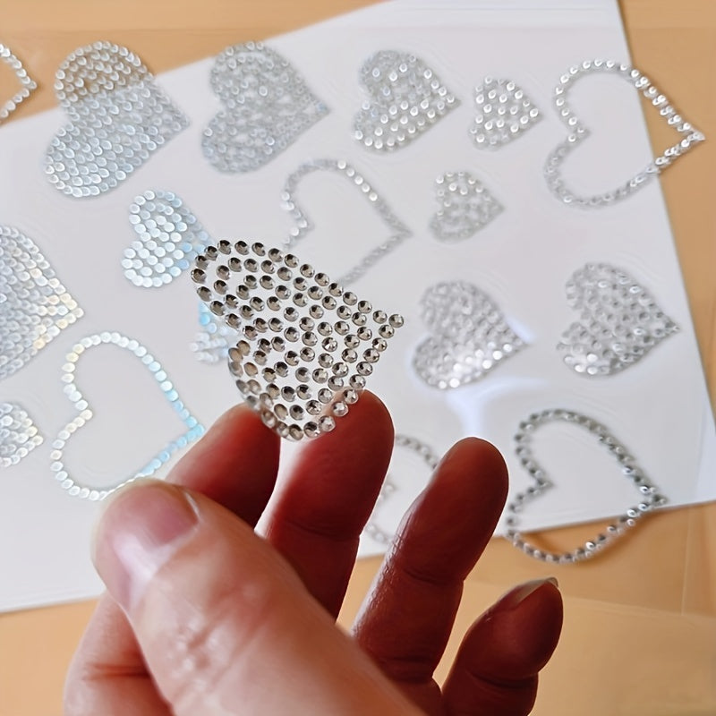 42pcs Heart Shaped Rhinestone Stickers for Christmas Window Car Decor 2 Sh