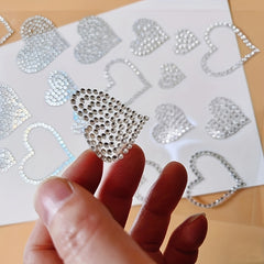42pcs Heart Shaped Rhinestone Stickers for Christmas Window Car Decor 2 Sh