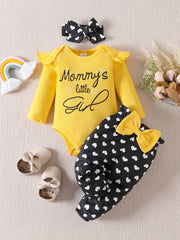 Baby Girls Heart Pattern Bodysuit Romper Outfit Set