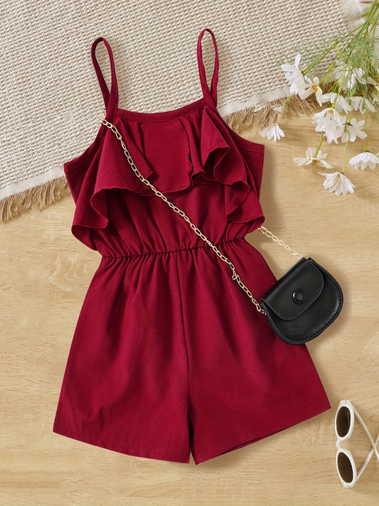 Girls Ruffled Off Shoulder Cami Jumpsuit Summer Clothing