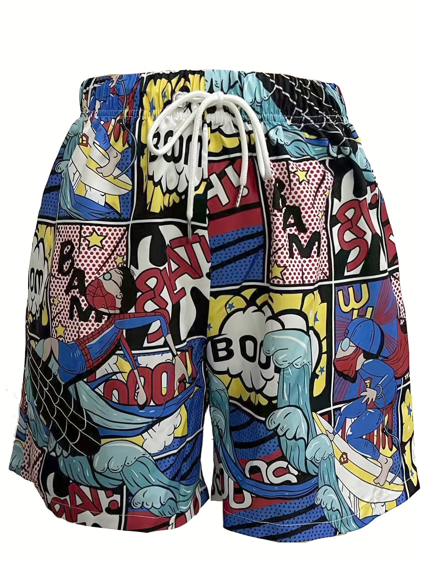 Quick Drying Comics Pattern Swim Trunks Men's Board Shorts Swimwear