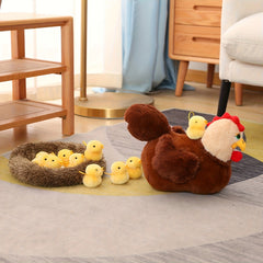 Chicken Hen Plush with Henhouse & 10 Chicks Surprise