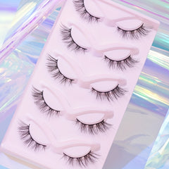 5 Pairs Fishtail Look False Eyelashes 15mm Volumized Cross Strip Lashes