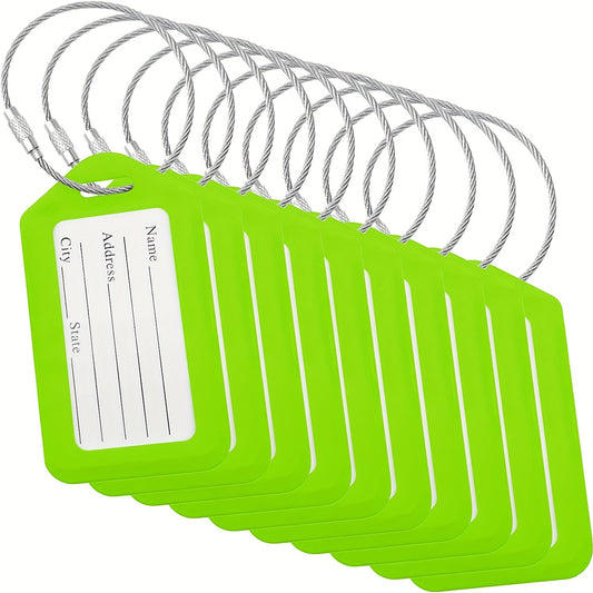 10 Green Luggage Tags with Keychain Attachment