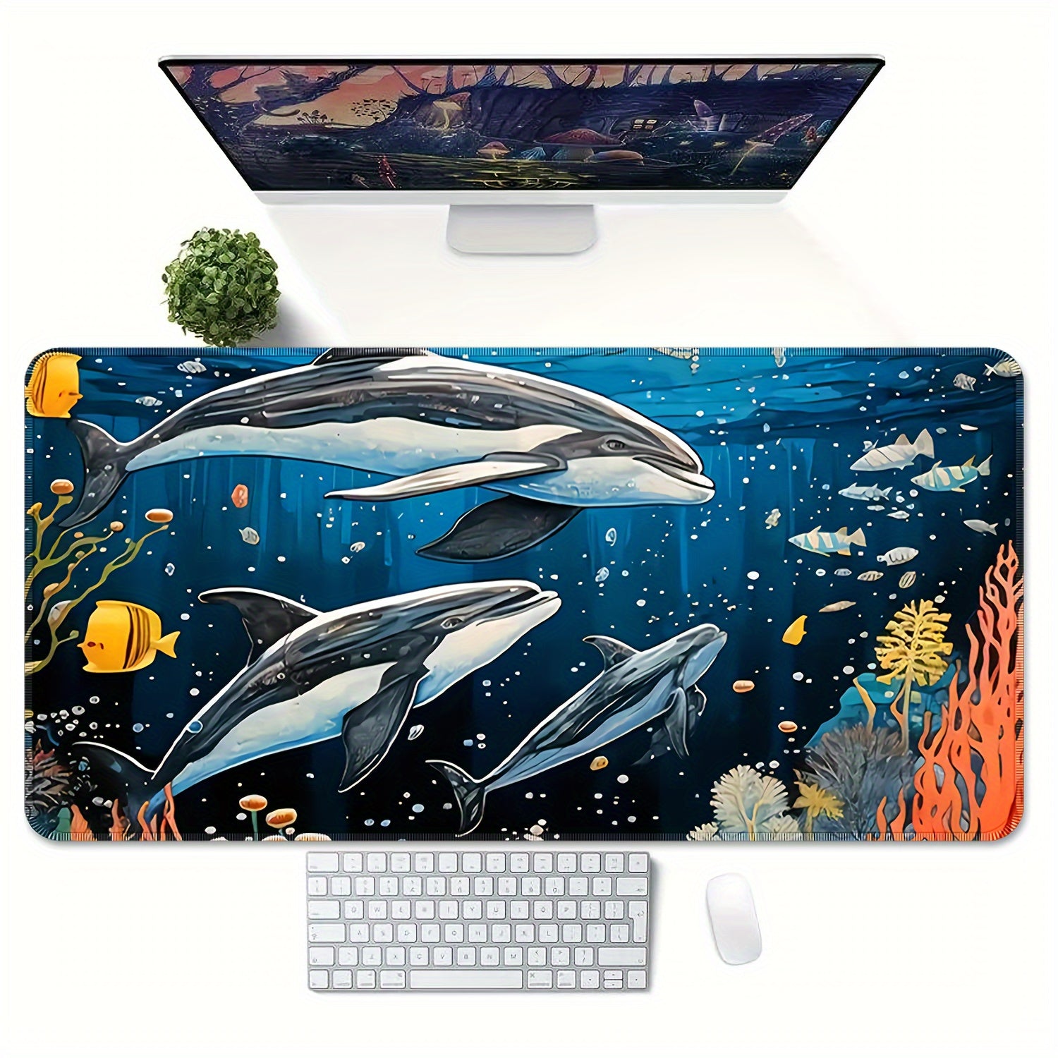 Cartoon Whale Underwater World Large Mousepad