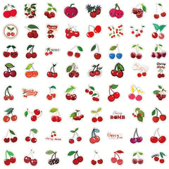 60pcs Cherry Vinyl Stickers Waterproof for Water Bottles Laptop Luggage Cup
