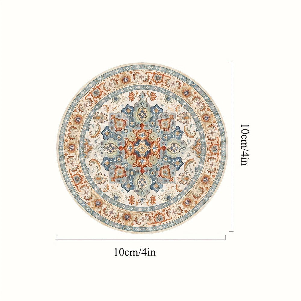 Boho Persian Drink Coasters Set of 6, Absorbent Rubber with Non Slip Backing