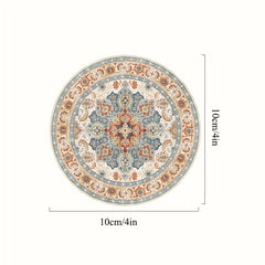 Boho Persian Drink Coasters Set of 6, Absorbent Rubber with Non Slip Backing
