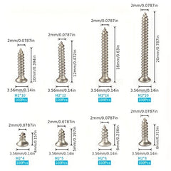 800pcs Stainless Steel Self Tapping Screw Assortment Kit