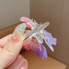 Gradient Butterfly Hair Clip Faux Pearl Non-slip Clip
