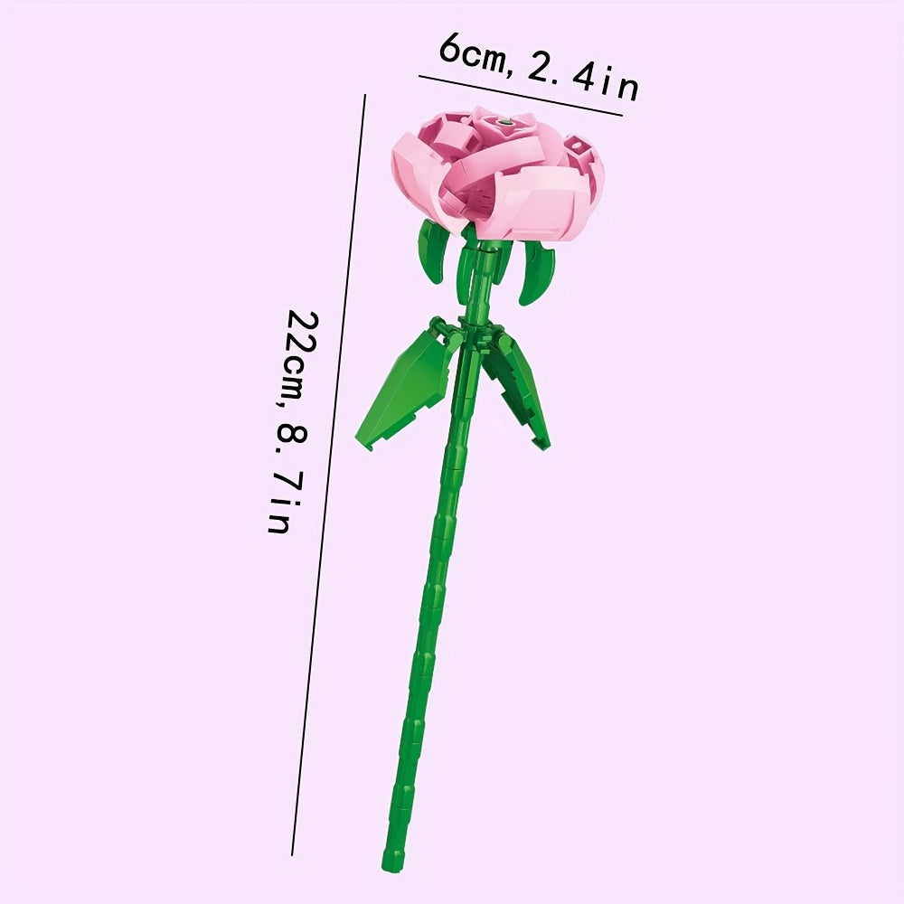 Flower Building Blocks Toy Set with Vase Model
