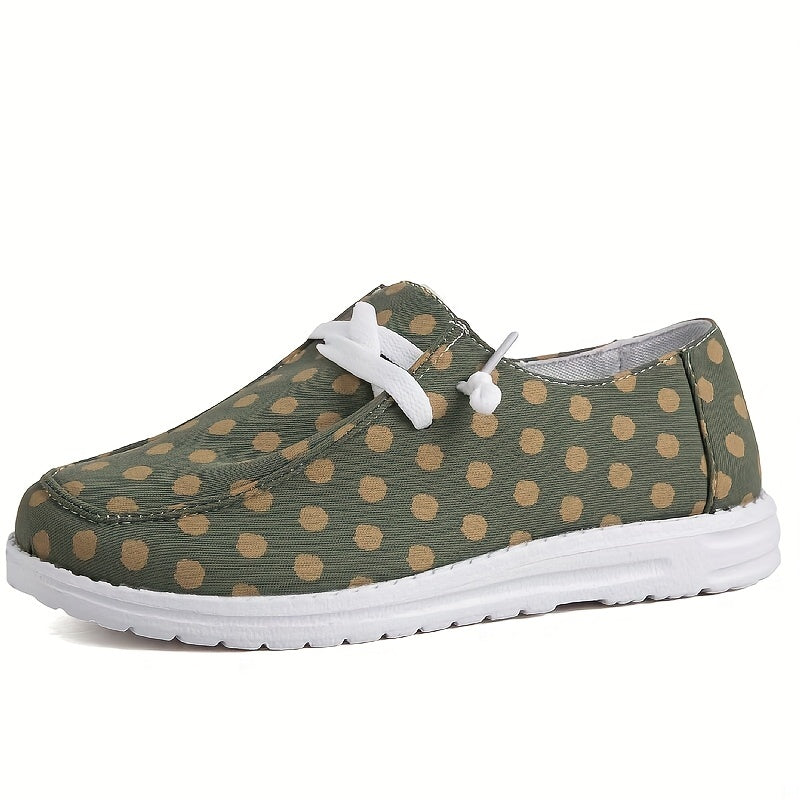 Women's Polka Dot Pattern Canvas Shoes Lightweight Green Walking Shoes