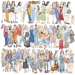50pcs Girls Women Spring Summer Style Stickers for Journaling Scrapbooking