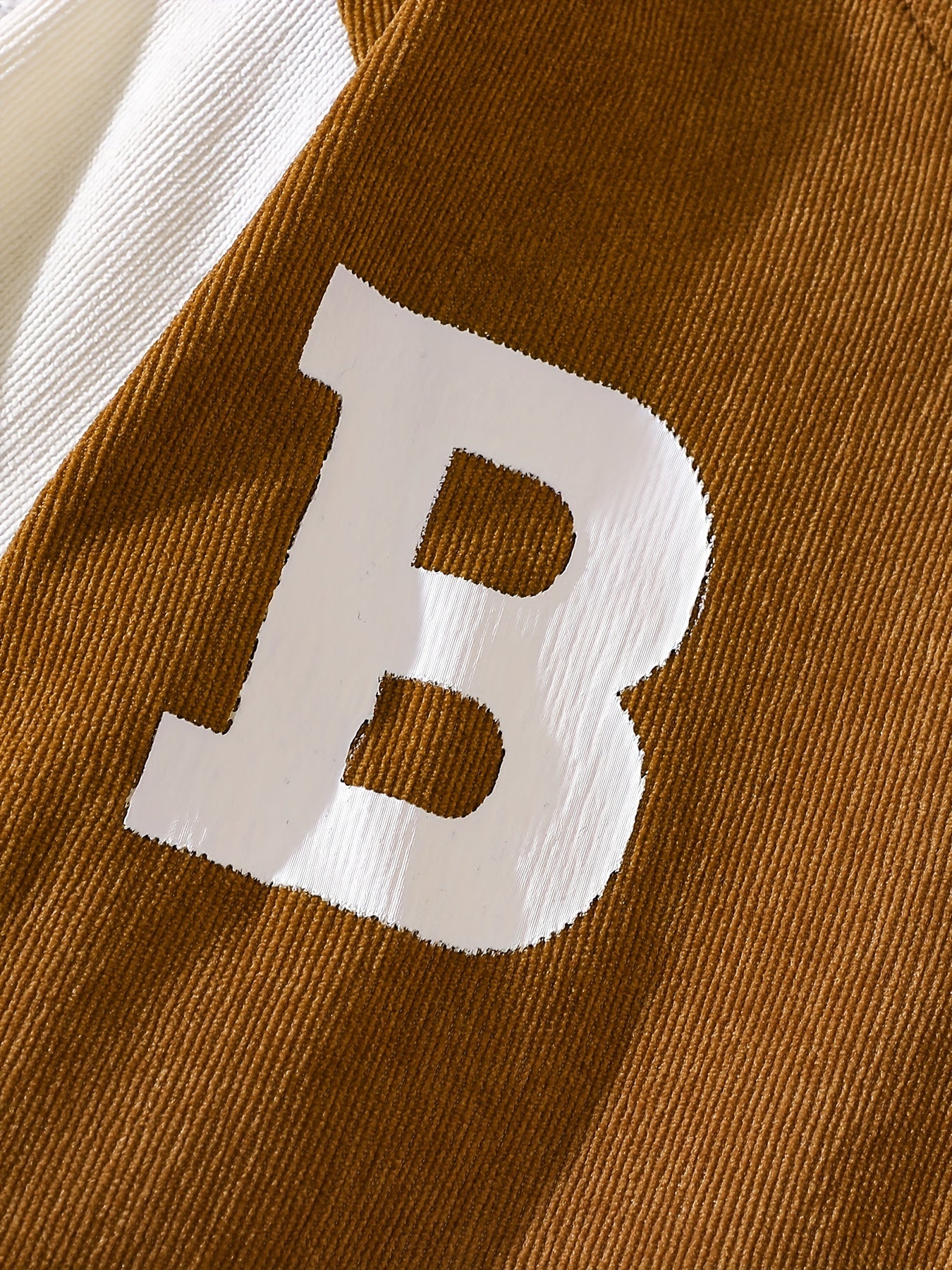 Girls Baseball Jacket & Pleated Skirt Set Letter B Print Corduroy Kid