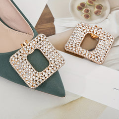 2pcs Square Rhinestones Shoe Clips - Wedding High Heels Decoration