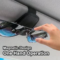 Magnetic Leather Car Visor Sunglasses Holder - Car Interior Accessory