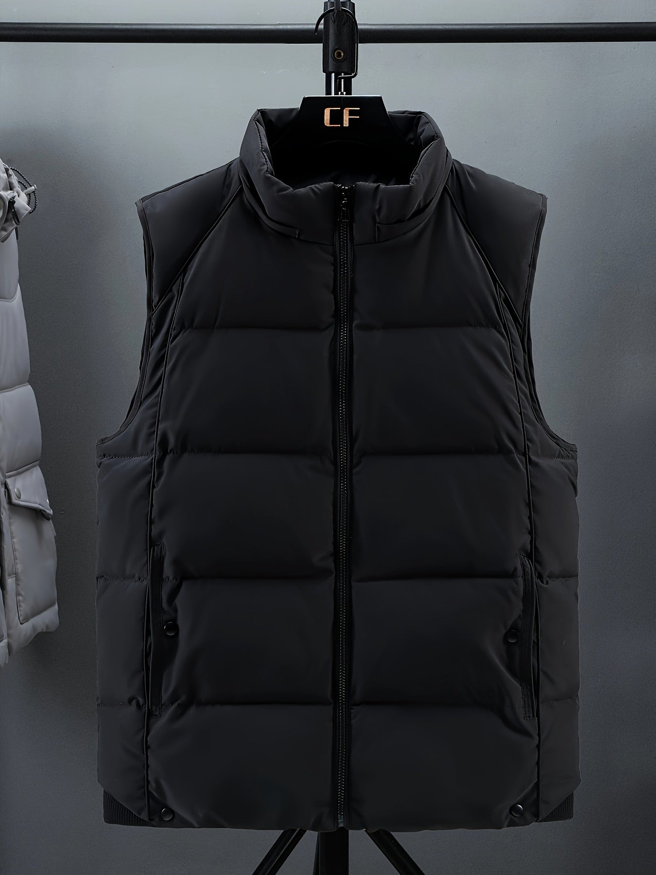 Men Sleeveless Down Thermal Hooded Vests Jackets Zipper Outdoor Winter Casual