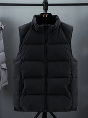Men Sleeveless Down Thermal Hooded Vests Jackets Zipper Outdoor Winter Casual