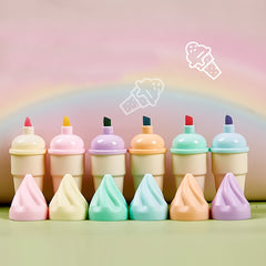 6pcs Portable Sweet Cone Fluorescent Marker Pen