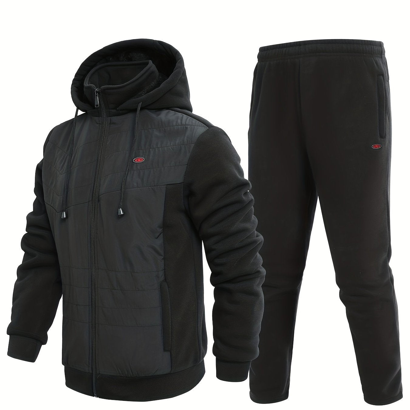Men's Active Thermal Hooded Jacket & Pants Set for Winter
