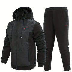 Men's Active Thermal Hooded Jacket & Pants Set for Winter