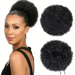 Afro Puff Drawstring Ponytail Hair Extension Short Afro Kinky Curly Hair Bun