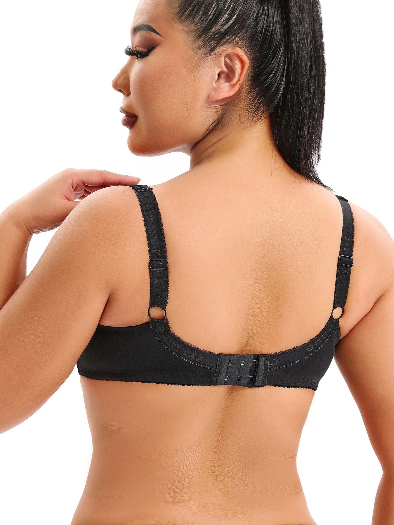  Lace Patterned Sheer Bow Bra Soft Comfort