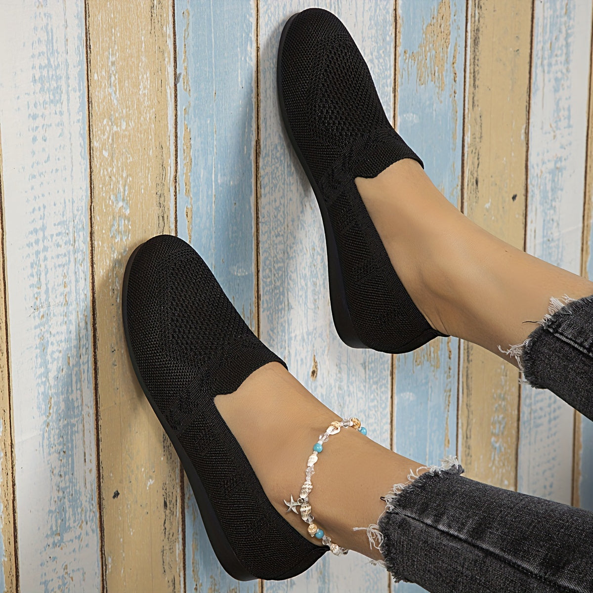 Women's Light Mesh Panel Slip On Flat Shoes