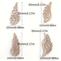 40pcs Wooden Angel Wings Cutouts DIY Hanging Pieces Crafts