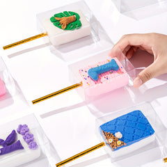 100pc Clear Treat Boxes with Hole for Cakesickles & Macarons