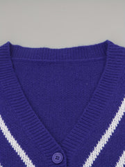 Women's Plus Striped Long Sleeve Button Up Stretch Cardigan