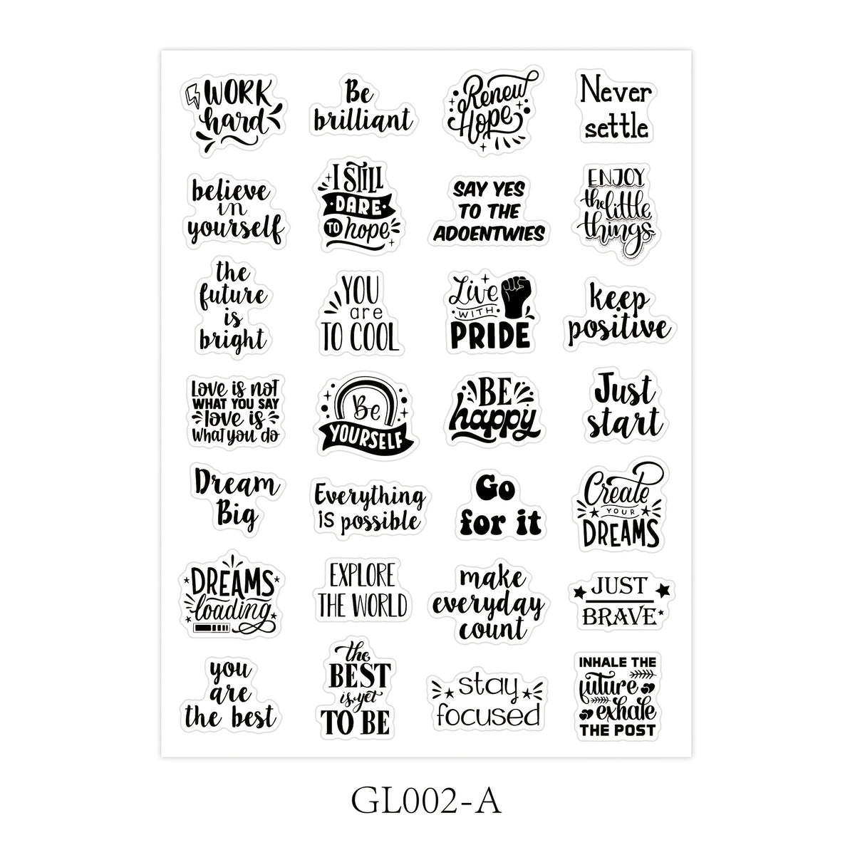 Arrival Text Sticker Single Sheet Transparent Encouragement Quote