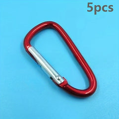 5pcs Aluminum D-shaped Clip Buckle Keychain for Outdoor Camping