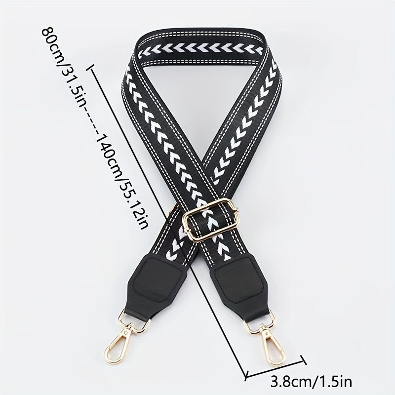 Adjustable Geometric Pattern Bag Strap for Handbag Shoulder Bag & Purse