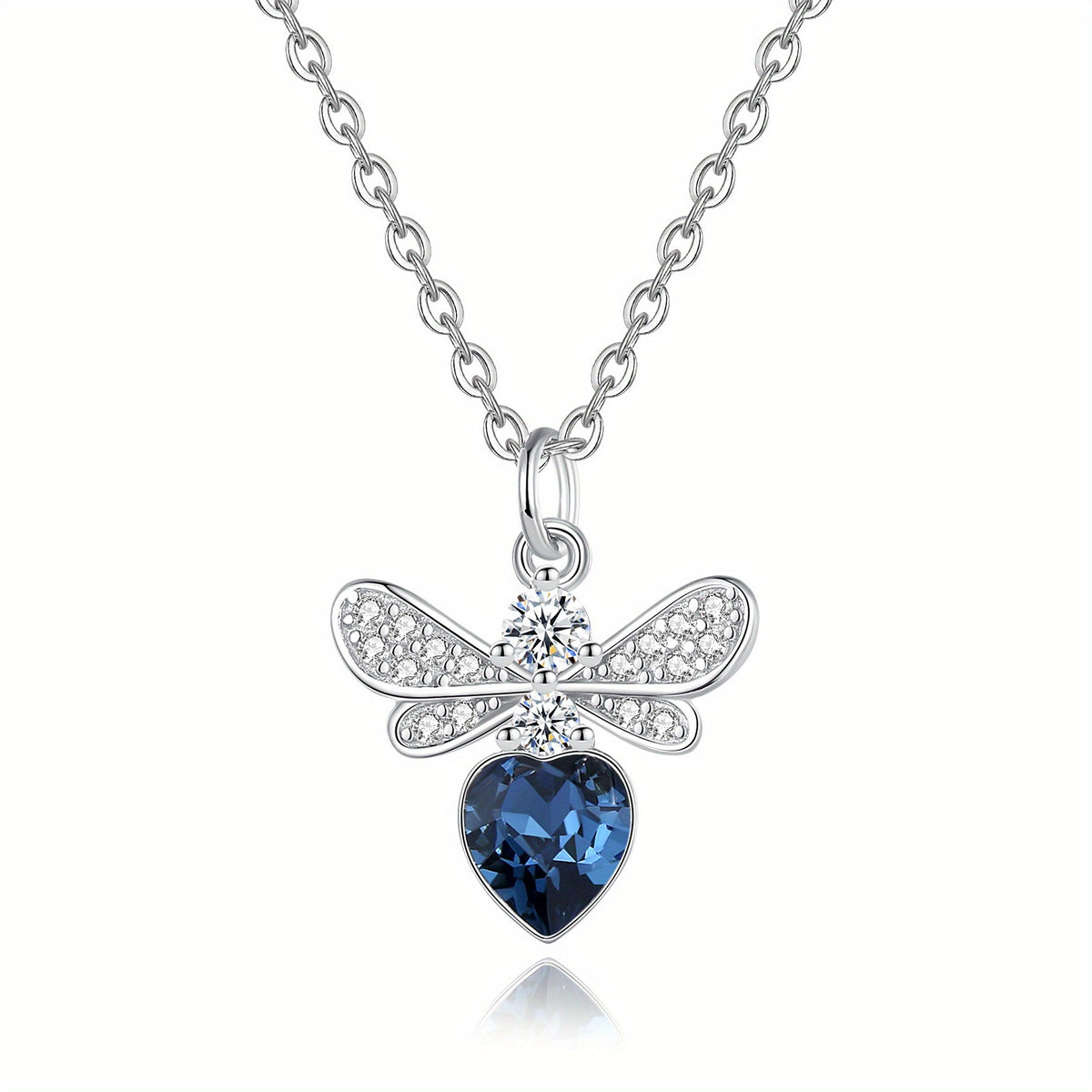 Bee Necklace Heart Shaped Crystal Bumblebee Pendant Jewelry