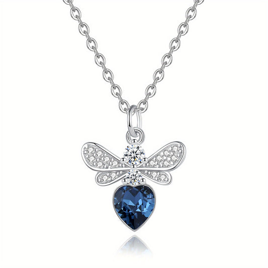 Bee Necklace Heart Shaped Crystal Bumblebee Pendant Jewelry