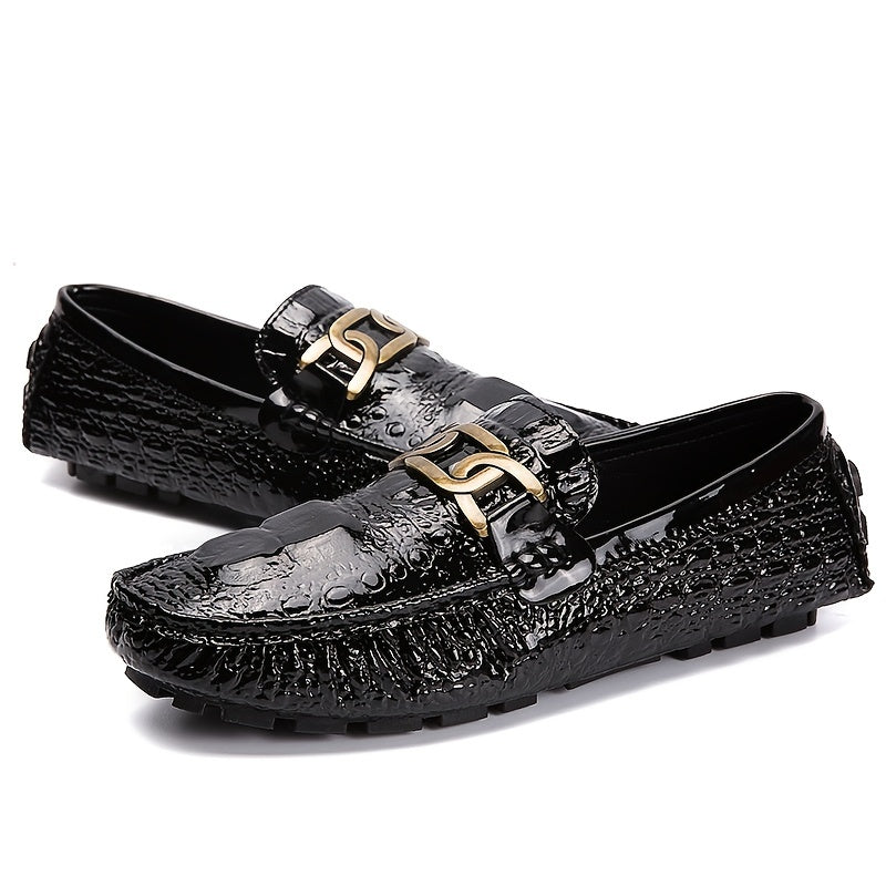Women's Metal Chain Loafers Patent Leather Non Slip Flats