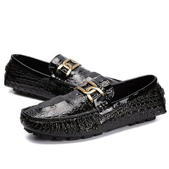 Women's Metal Chain Loafers Patent Leather Non Slip Flats