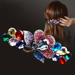 Crystal Flower Back Head Hair Clip French Barrette Hair Accessories