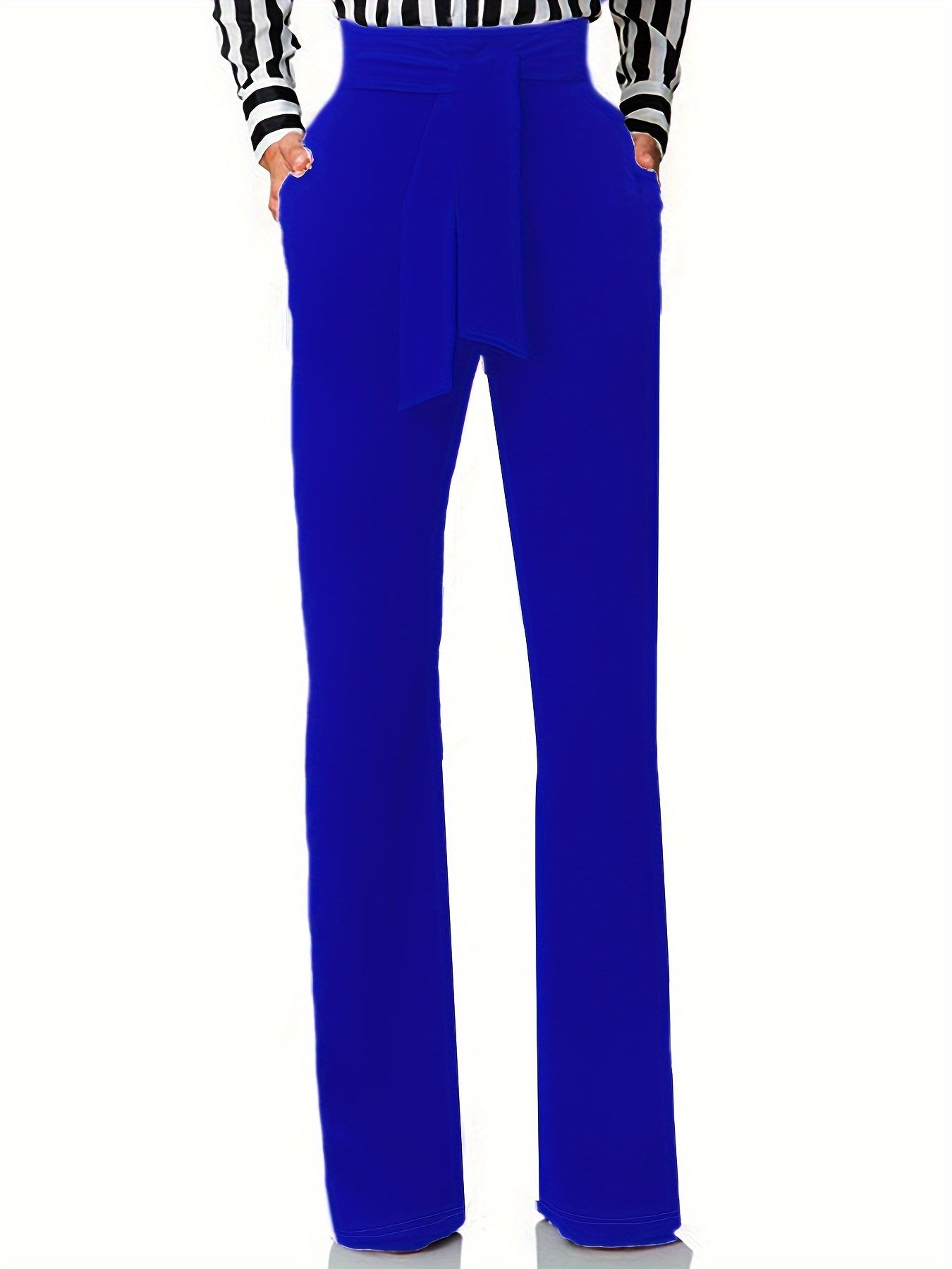  Straight Wide Leg High Rise Belted Pants