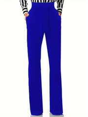  Straight Wide Leg High Rise Belted Pants