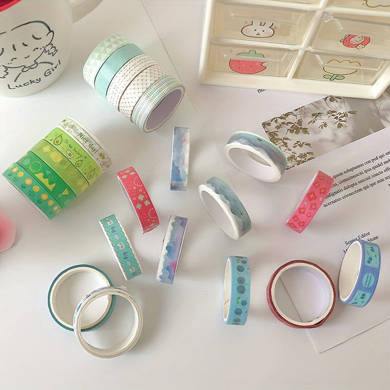 5 Rolls Retro Series Solid Washi Tape Set Decorative Sticker DIY Marker Label