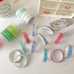 5 Rolls Retro Series Solid Washi Tape Set Decorative Sticker DIY Marker Label