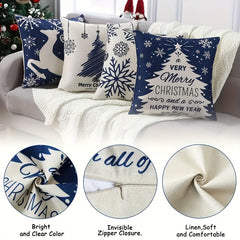 Christmas Snowflake Elk Cushion Cover for Home Decoration