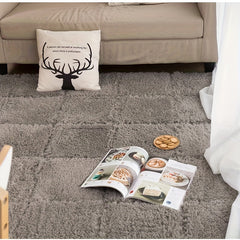 6pcs Soft Foam Interlocking Carpet Shaggy Mat Comfortable Area Rugs