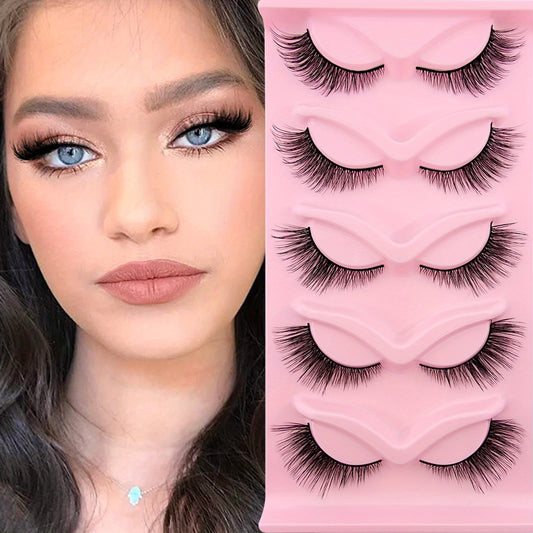 5 Pairs Cat Eye Eye Lengthening Natural Fluffy Mink False Eyelashes