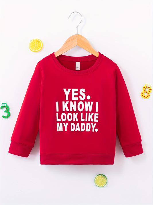 I Like My Daddy Letter Print Boys Sweatshirt